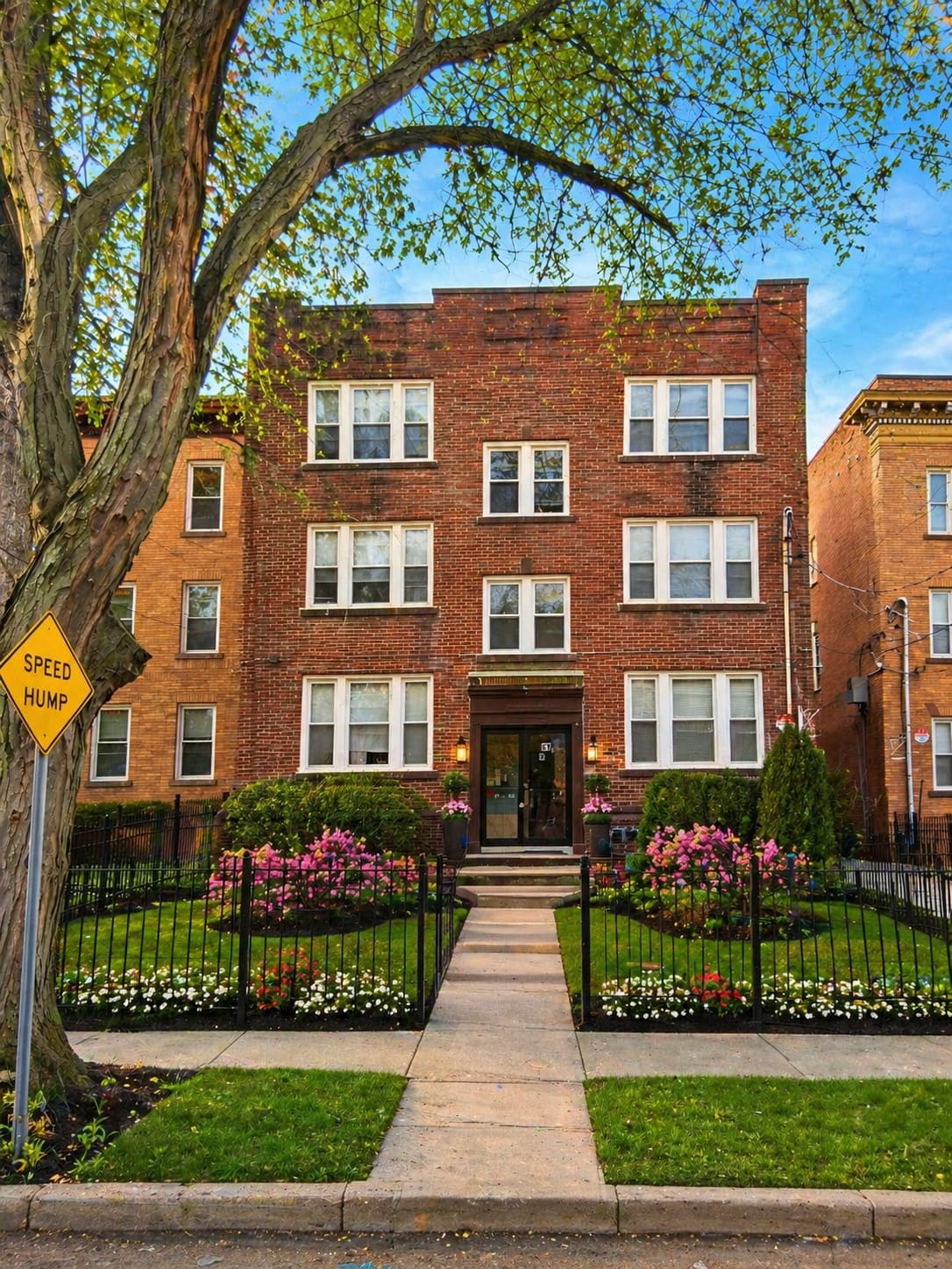 Brick exterior at Evergreen Apartments